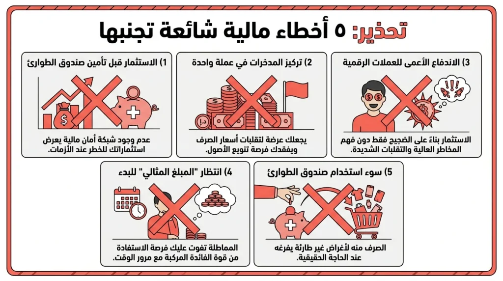 أخطاء شائعة في الادخار والاستثمار
