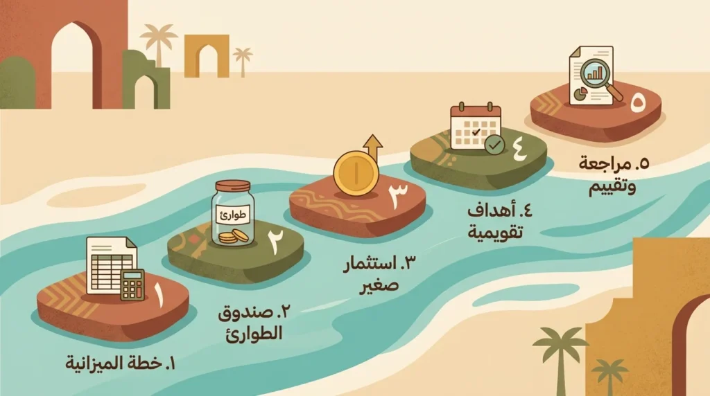 خطوات البدء بالادخار والاستثمار — خارطة طريق
