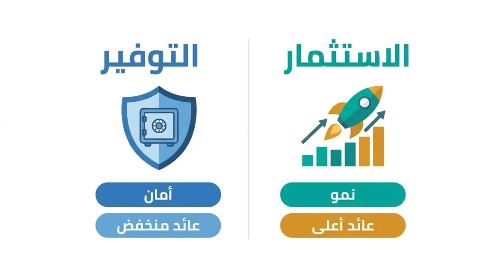 مقارنة الادخار والاستثمار — جدول مرئي