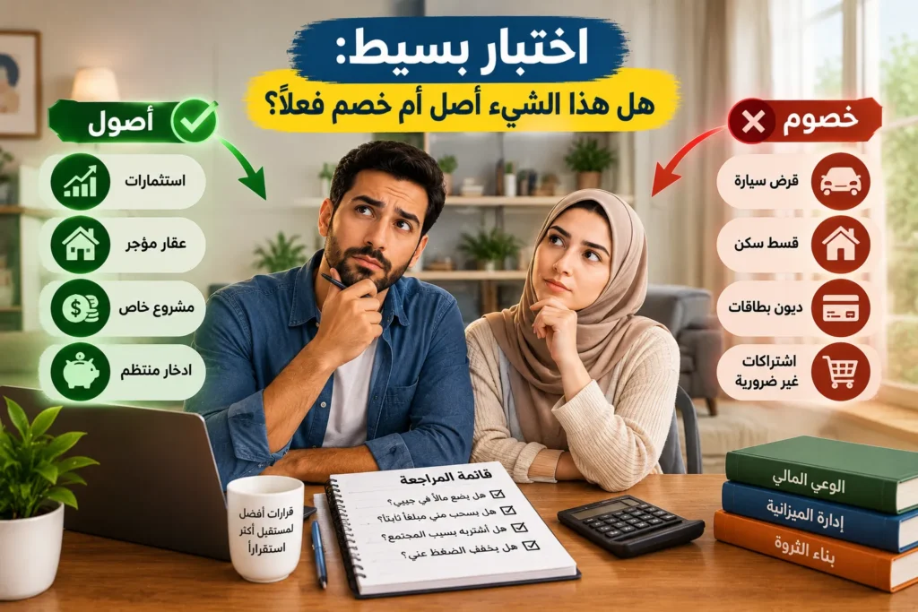 اختبار الفرق بين الأصول والخصوم لتحديد ما إذا كان الشيء يزيد الثروة أو يسحب المال من الميزانية