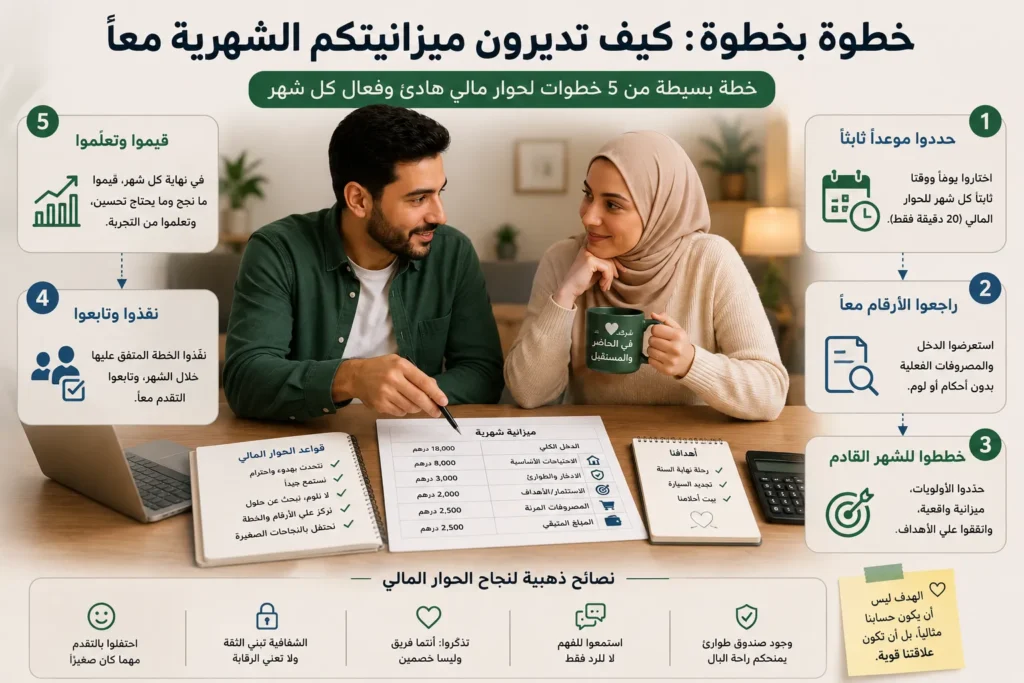 خمس خطوات لإدارة الميزانية الشهرية والحوار المالي بين الشريكين