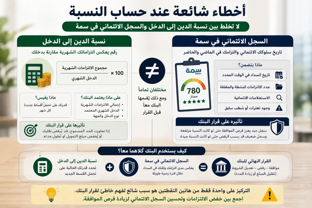 نسبة الدين إلى الدخل والسجل الائتماني في سمة وتأثيرهما على قرار التمويل