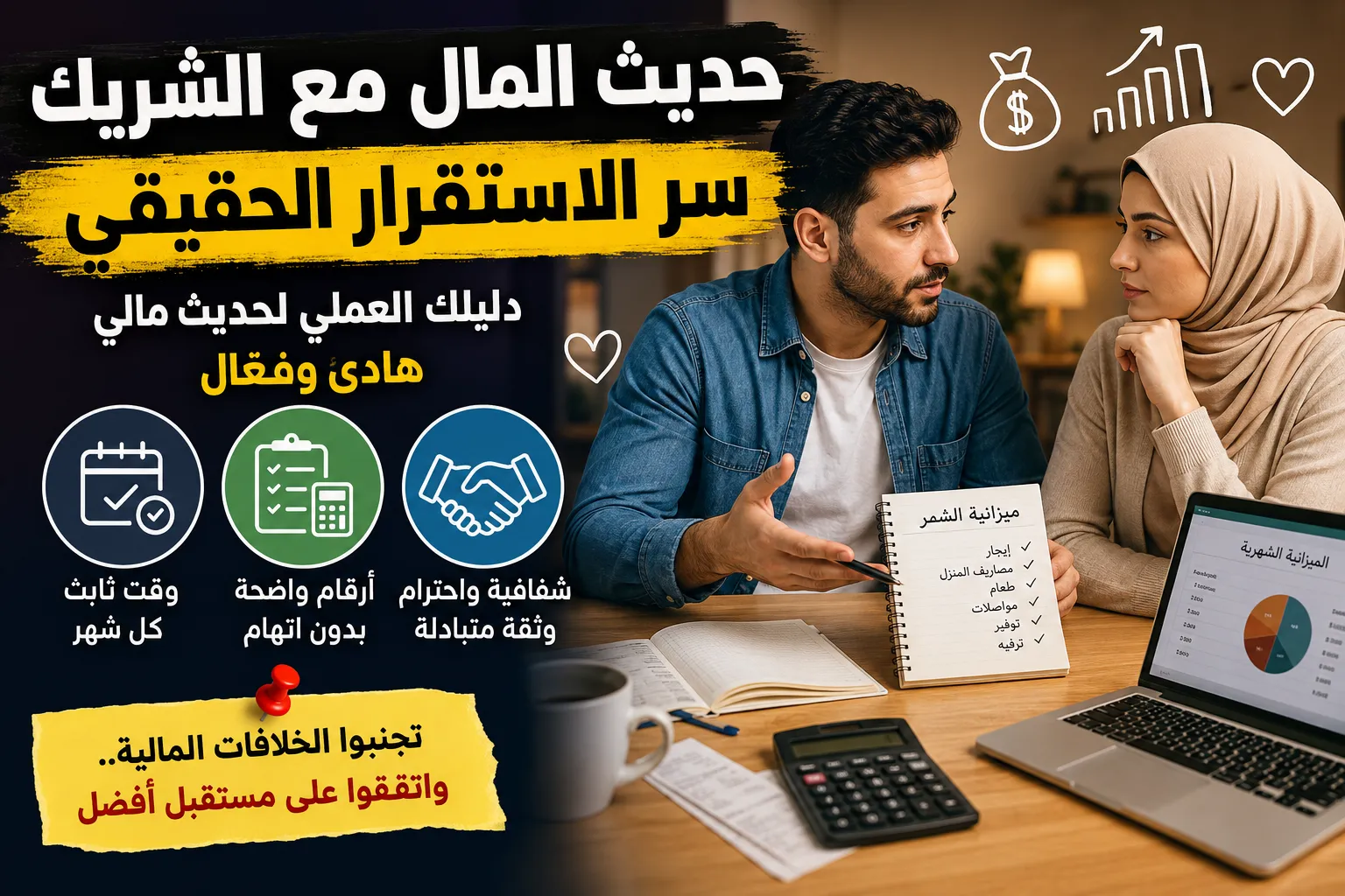 حديث المال مع الشريك: دليل عملي لتجنب الخلافات المالية وبناء الاستقرار والثقة بين الشريكين
