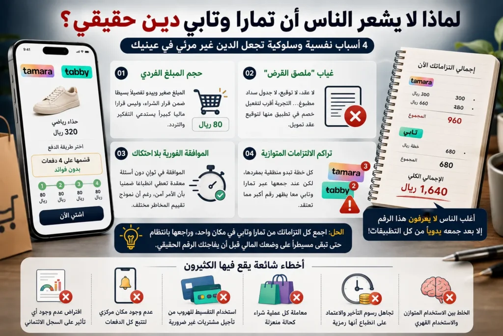 لماذا لا يشعر الناس أن تمارا وتابي دين؟ أربعة أسباب تجعل ديون التقسيط غير مرئية